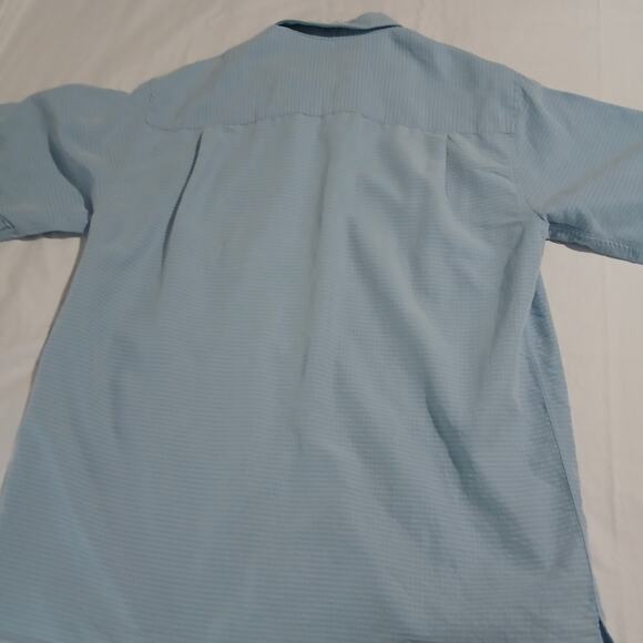 Brandini Men's Medium Powder Blue HSort-Sleeved Button-Up Shirt Seersucker - Picture 12 of 14